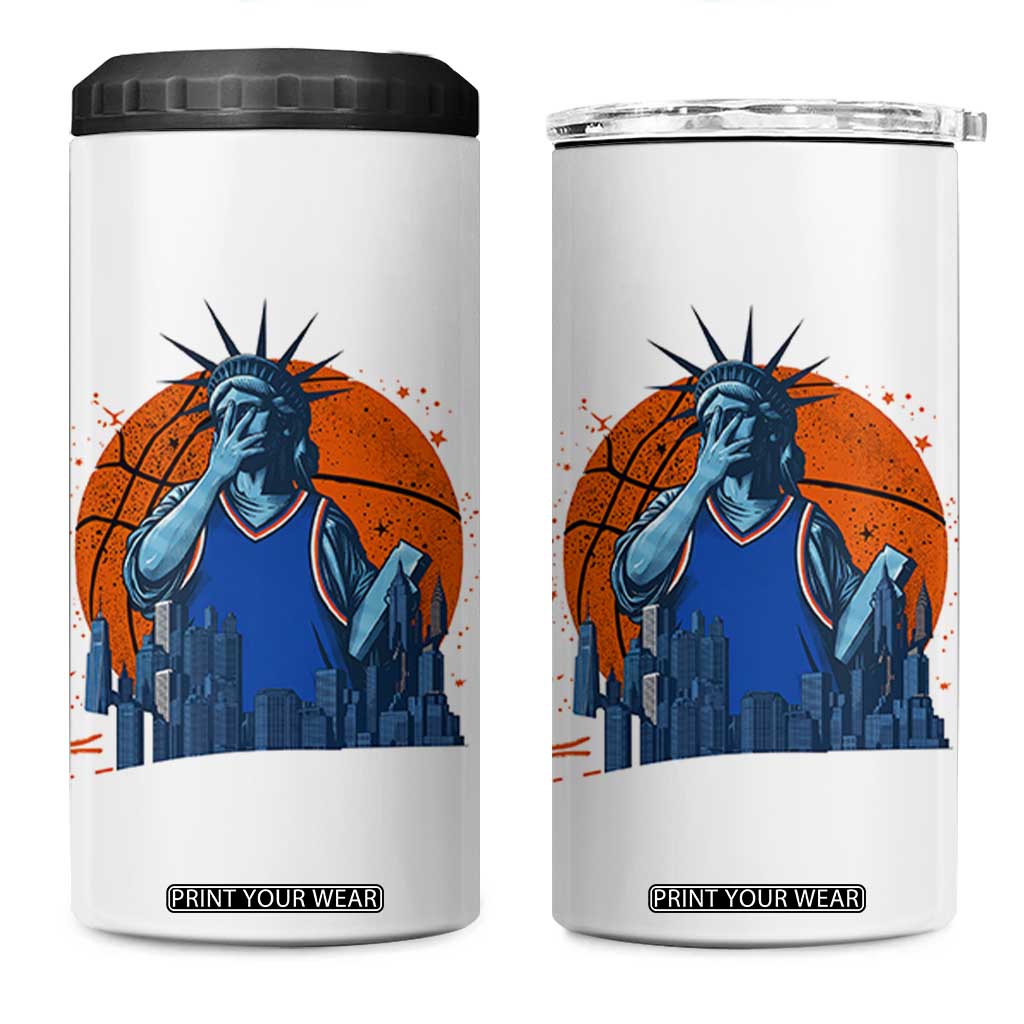 Funny Statue Of Liberty Hoops Fan 4 in 1 Can Cooler Tumbler New York Sports Gift