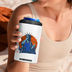 Funny Statue Of Liberty Hoops Fan 4 in 1 Can Cooler Tumbler New York Sports Gift