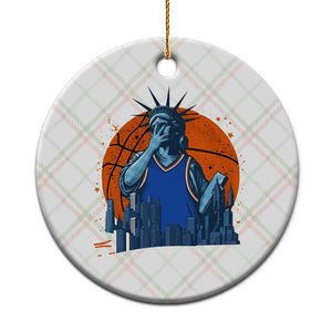 Funny Statue Of Liberty Hoops Fan Ceramic Ornament New York Sports Gift