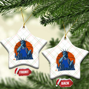 Funny Statue Of Liberty Hoops Fan Ceramic Ornament New York Sports Gift