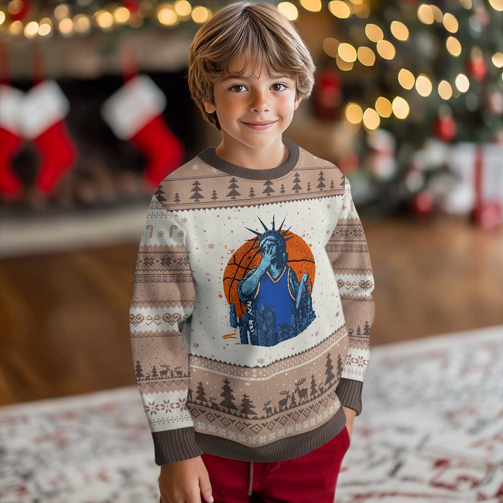 Funny Statue Of Liberty Hoops Fan Ugly Christmas Sweater New York Sports Gift