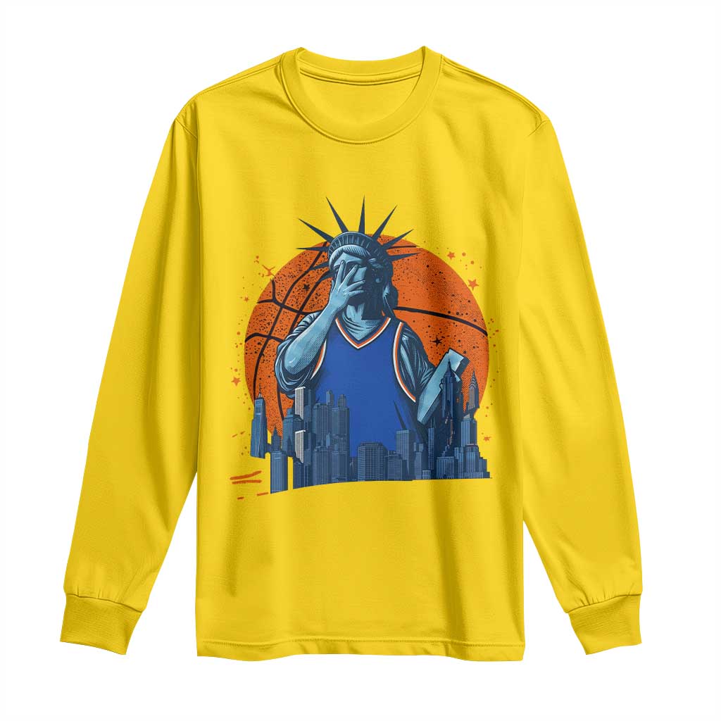 Funny Statue Of Liberty Hoops Fan Long Sleeve Shirt New York Sports Gift
