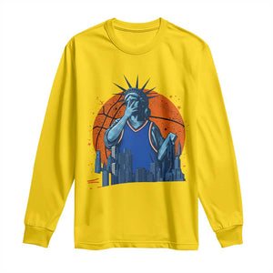 Funny Statue Of Liberty Hoops Fan Long Sleeve Shirt New York Sports Gift