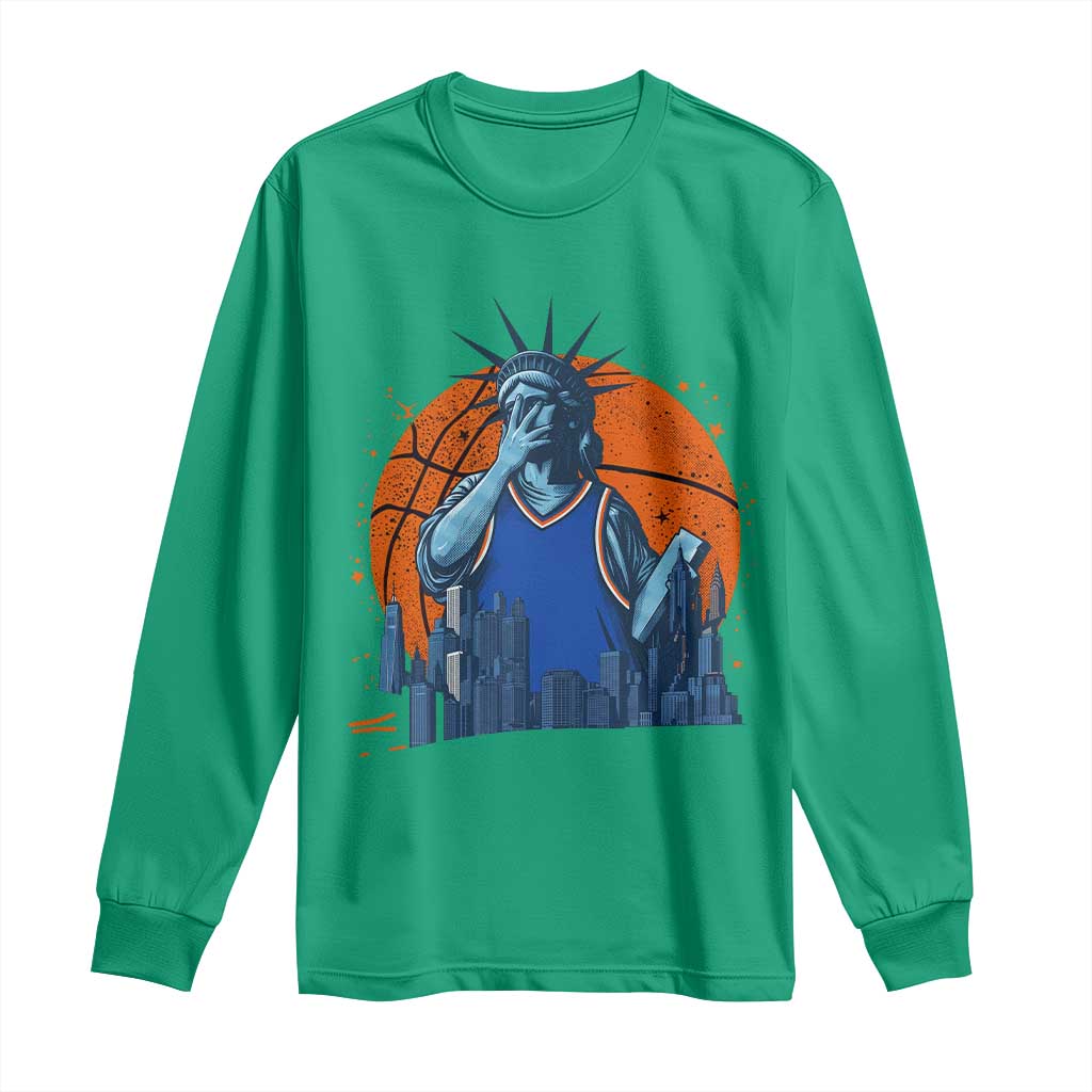 Funny Statue Of Liberty Hoops Fan Long Sleeve Shirt New York Sports Gift