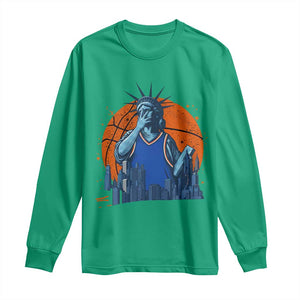 Funny Statue Of Liberty Hoops Fan Long Sleeve Shirt New York Sports Gift