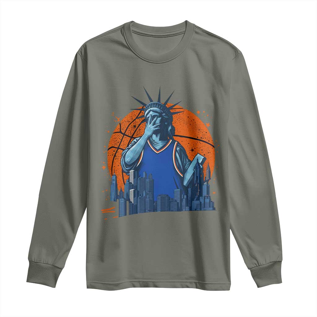 Funny Statue Of Liberty Hoops Fan Long Sleeve Shirt New York Sports Gift