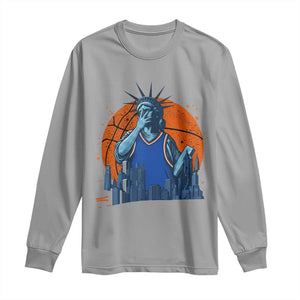 Funny Statue Of Liberty Hoops Fan Long Sleeve Shirt New York Sports Gift