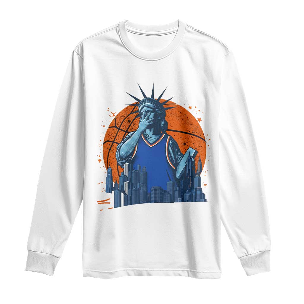 Funny Statue Of Liberty Hoops Fan Long Sleeve Shirt New York Sports Gift