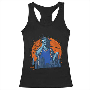 Funny Statue Of Liberty Hoops Fan Racerback Tank Top New York Sports Gift