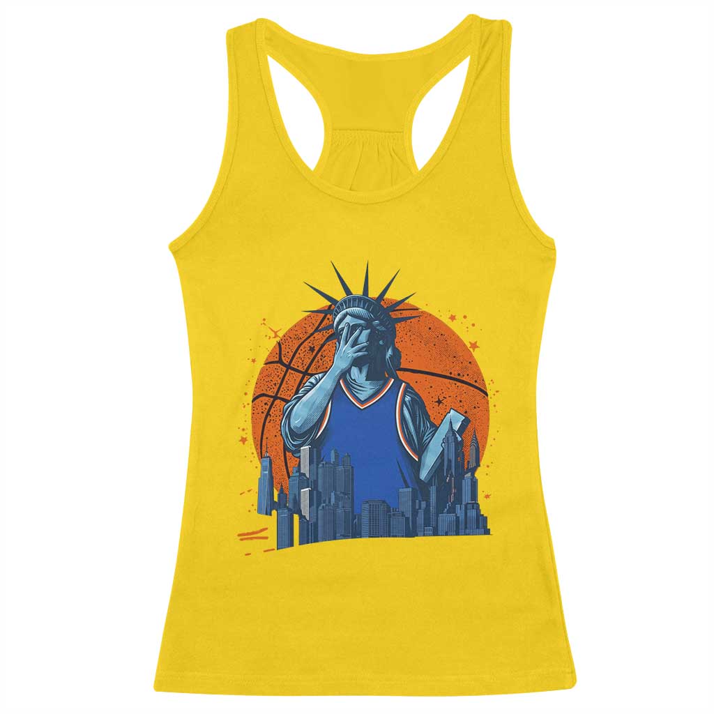 Funny Statue Of Liberty Hoops Fan Racerback Tank Top New York Sports Gift