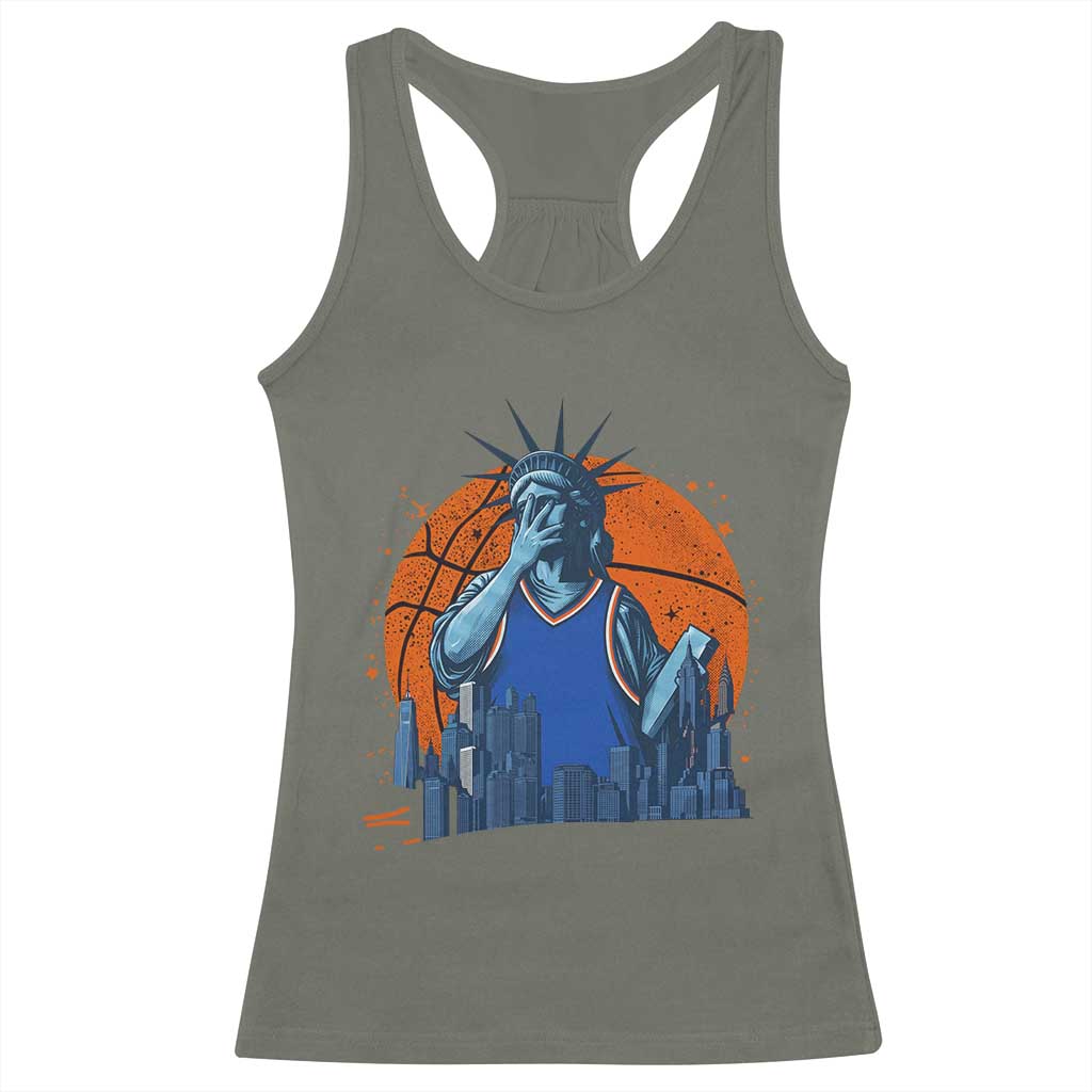 Funny Statue Of Liberty Hoops Fan Racerback Tank Top New York Sports Gift