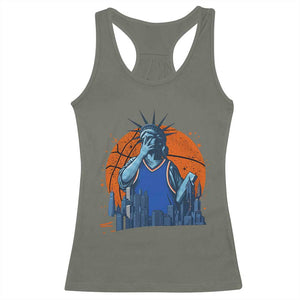 Funny Statue Of Liberty Hoops Fan Racerback Tank Top New York Sports Gift