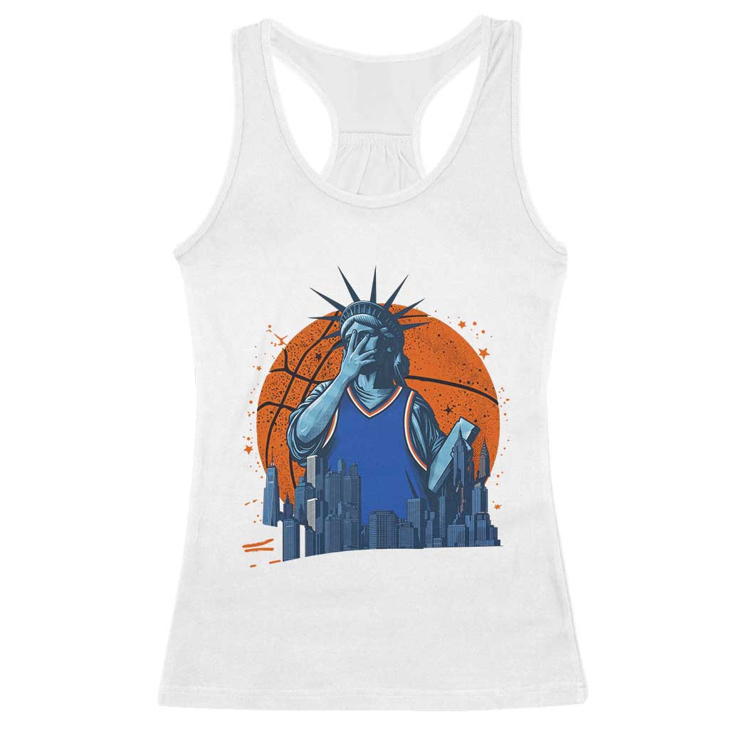 Funny Statue Of Liberty Hoops Fan Racerback Tank Top New York Sports Gift