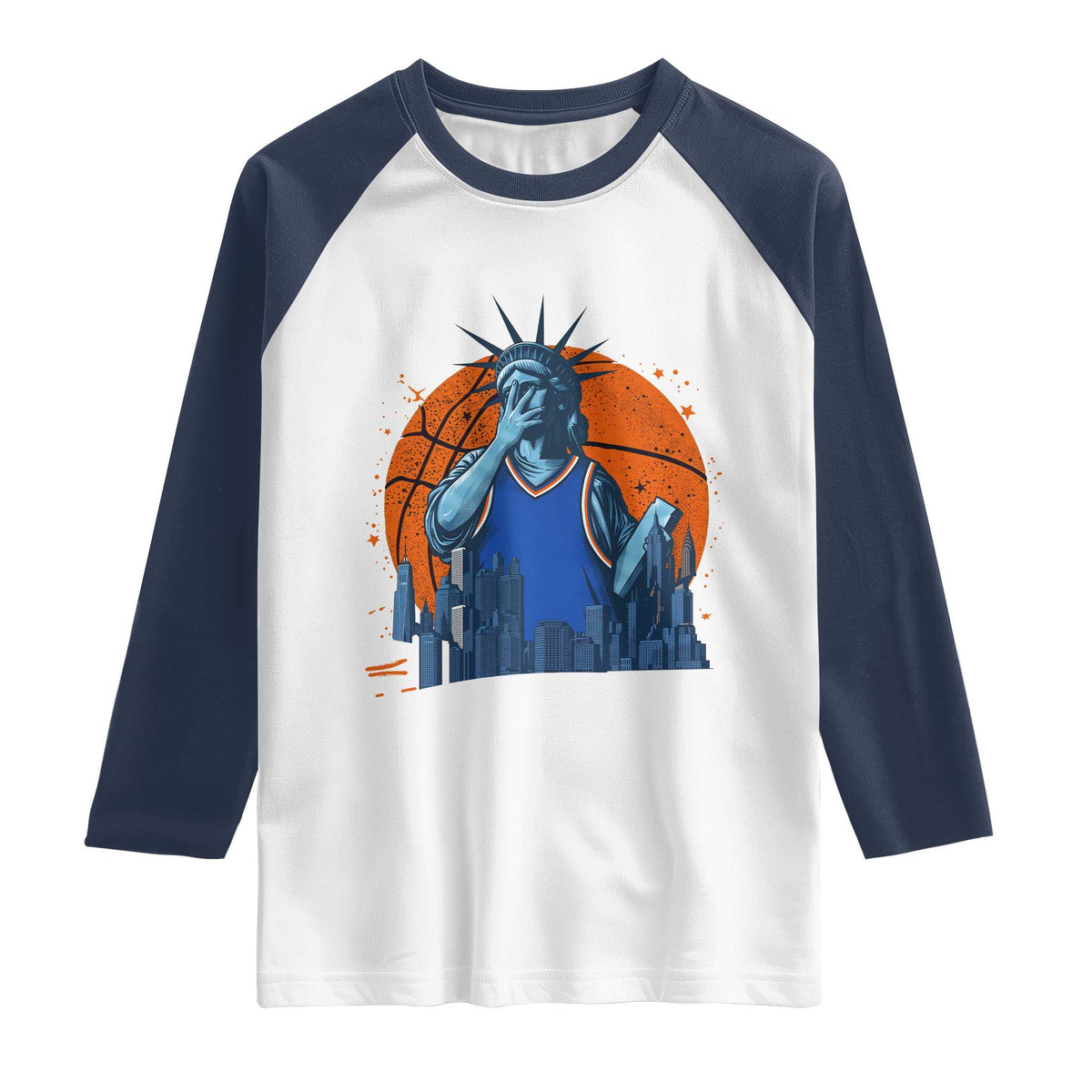 Funny Statue Of Liberty Hoops Fan Raglan Shirt New York Sports Gift