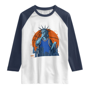 Funny Statue Of Liberty Hoops Fan Raglan Shirt New York Sports Gift