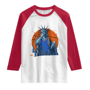 Funny Statue Of Liberty Hoops Fan Raglan Shirt New York Sports Gift
