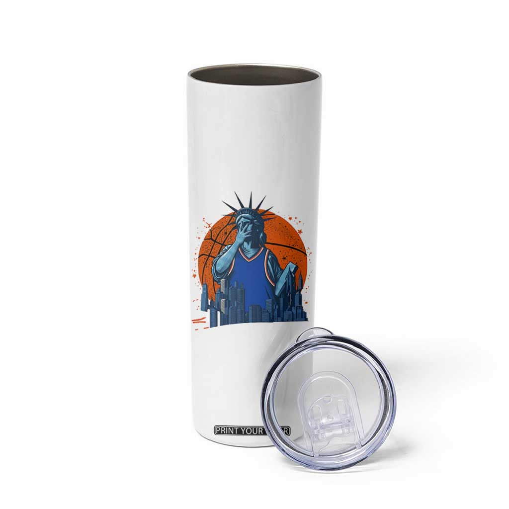 Funny Statue Of Liberty Hoops Fan Skinny Tumbler New York Sports Gift