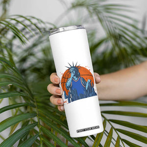 Funny Statue Of Liberty Hoops Fan Skinny Tumbler New York Sports Gift