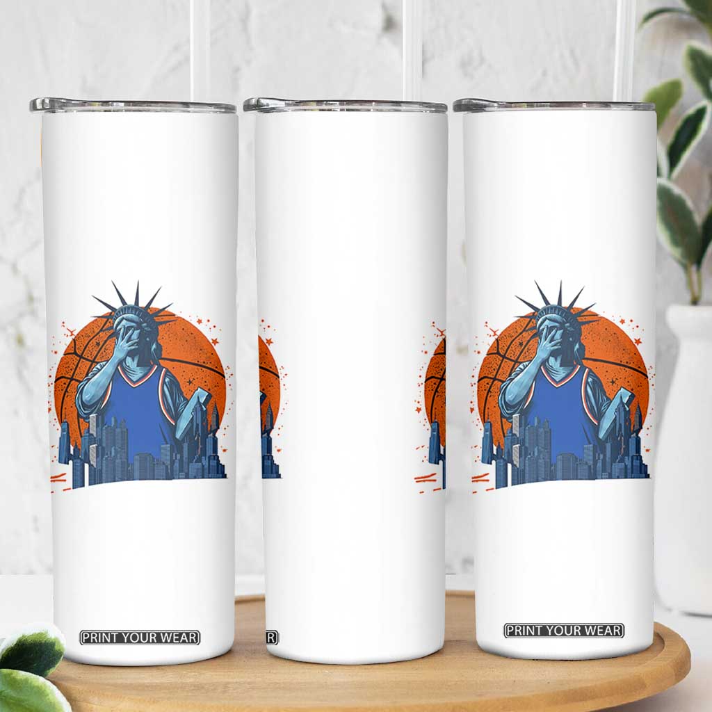 Funny Statue Of Liberty Hoops Fan Skinny Tumbler New York Sports Gift