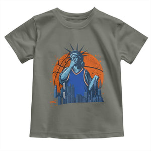 Funny Statue Of Liberty Hoops Fan Toddler T Shirt New York Sports Gift