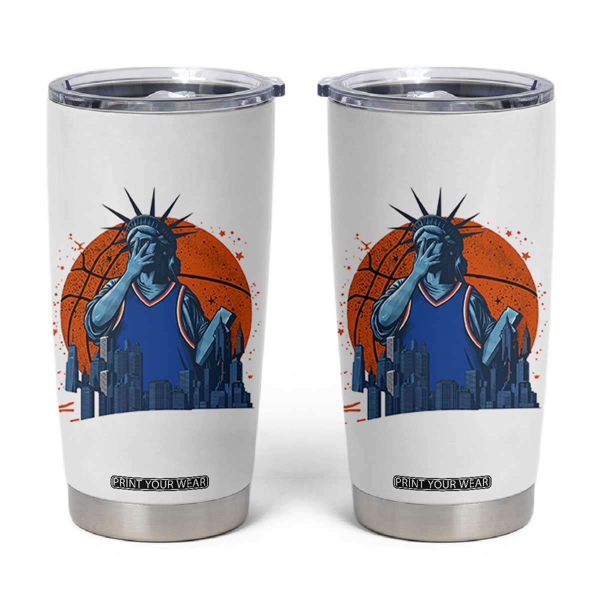 Funny Statue Of Liberty Hoops Fan Tumbler Cup New York Sports Gift
