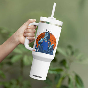 Funny Statue Of Liberty Hoops Fan Tumbler With Handle New York Sports Gift