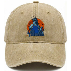 Funny Statue Of Liberty Hoops Fan Washed Cotton Baseball Cap New York Sports Gift