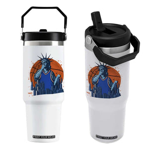 Funny Statue Of Liberty Hoops Fan Flip Straw Tumbler New York Sports Gift