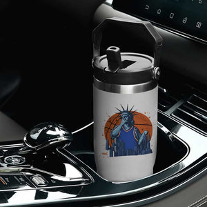 Funny Statue Of Liberty Hoops Fan Flip Straw Tumbler New York Sports Gift