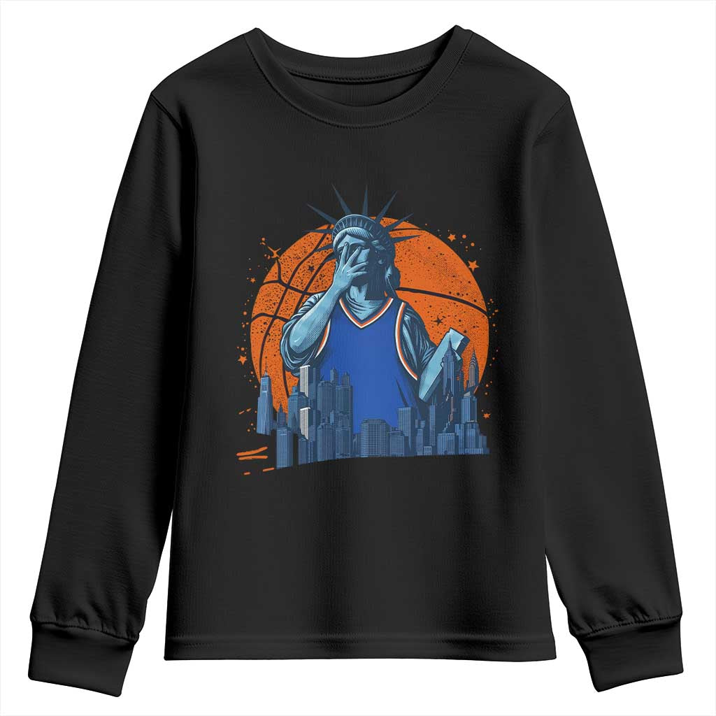 Funny Statue Of Liberty Hoops Fan Youth Sweatshirt New York Sports Gift