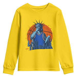 Funny Statue Of Liberty Hoops Fan Youth Sweatshirt New York Sports Gift