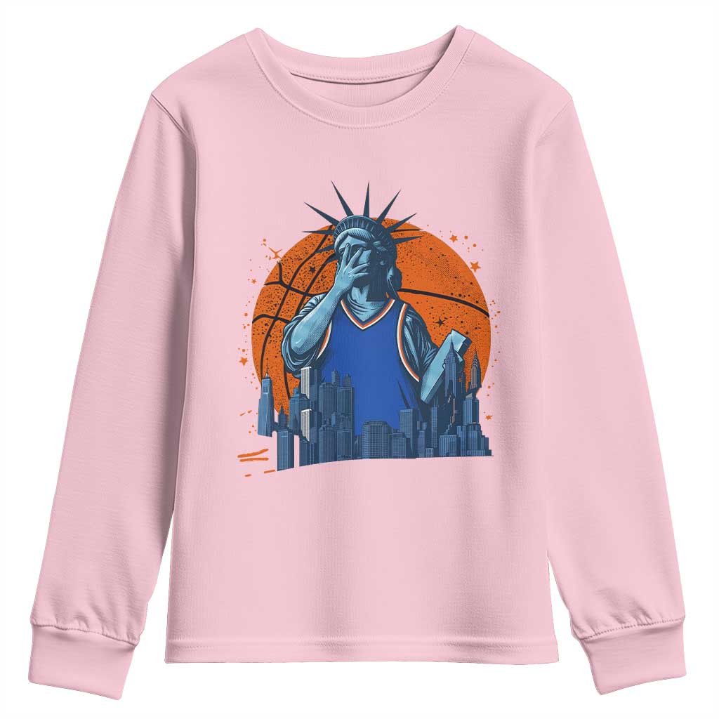Funny Statue Of Liberty Hoops Fan Youth Sweatshirt New York Sports Gift
