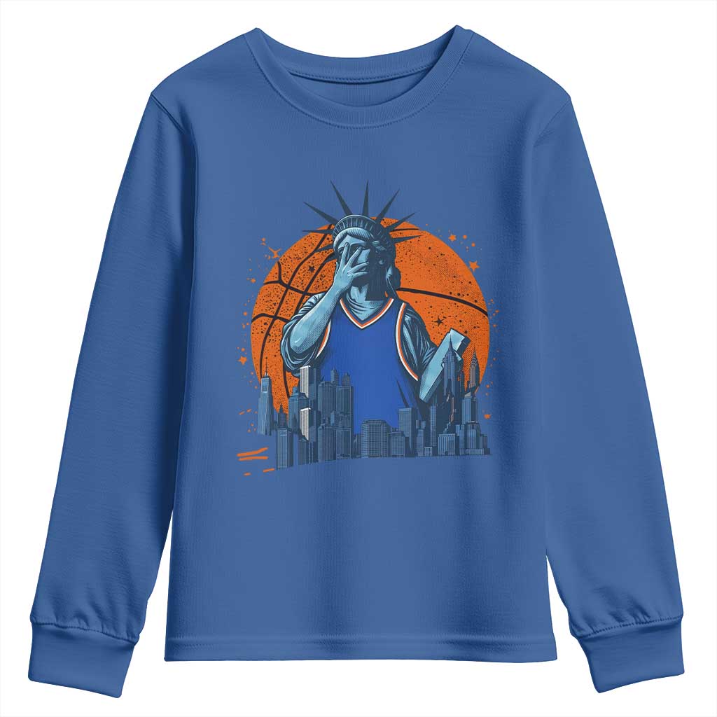 Funny Statue Of Liberty Hoops Fan Youth Sweatshirt New York Sports Gift
