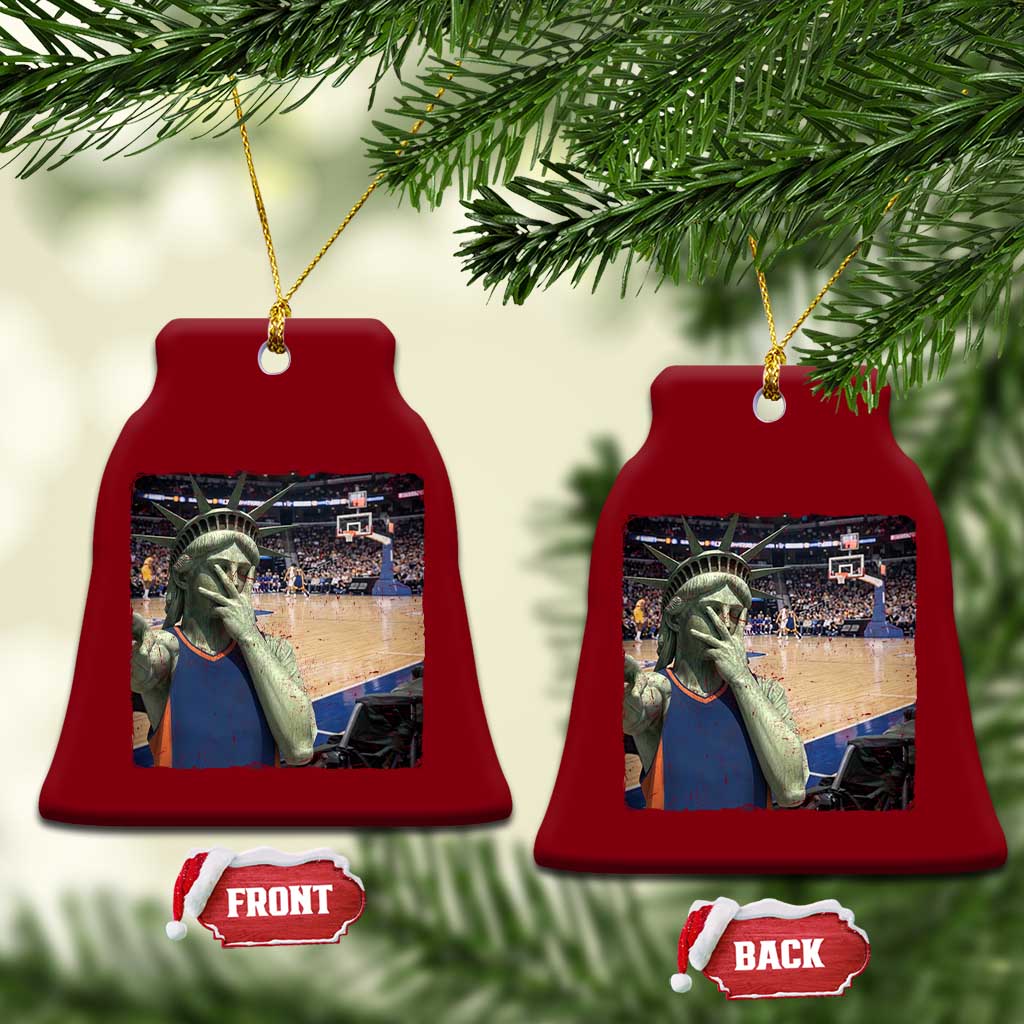 Funny Statue Of Liberty Basketball Selfie Graphic Ceramic Ornament