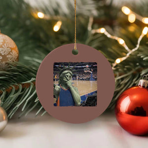 Funny Statue Of Liberty Basketball Selfie Graphic Ceramic Ornament