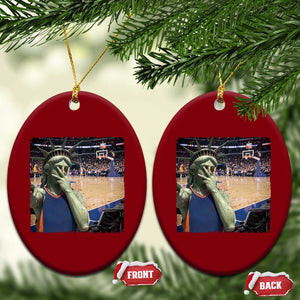 Funny Statue Of Liberty Basketball Selfie Graphic Ceramic Ornament