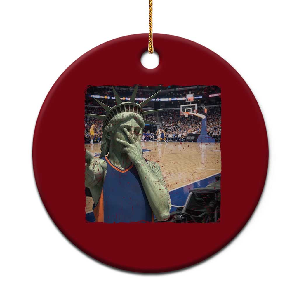 Funny Statue Of Liberty Basketball Selfie Graphic Ceramic Ornament