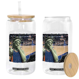 Funny Statue Of Liberty Basketball Selfie Graphic Glass Can