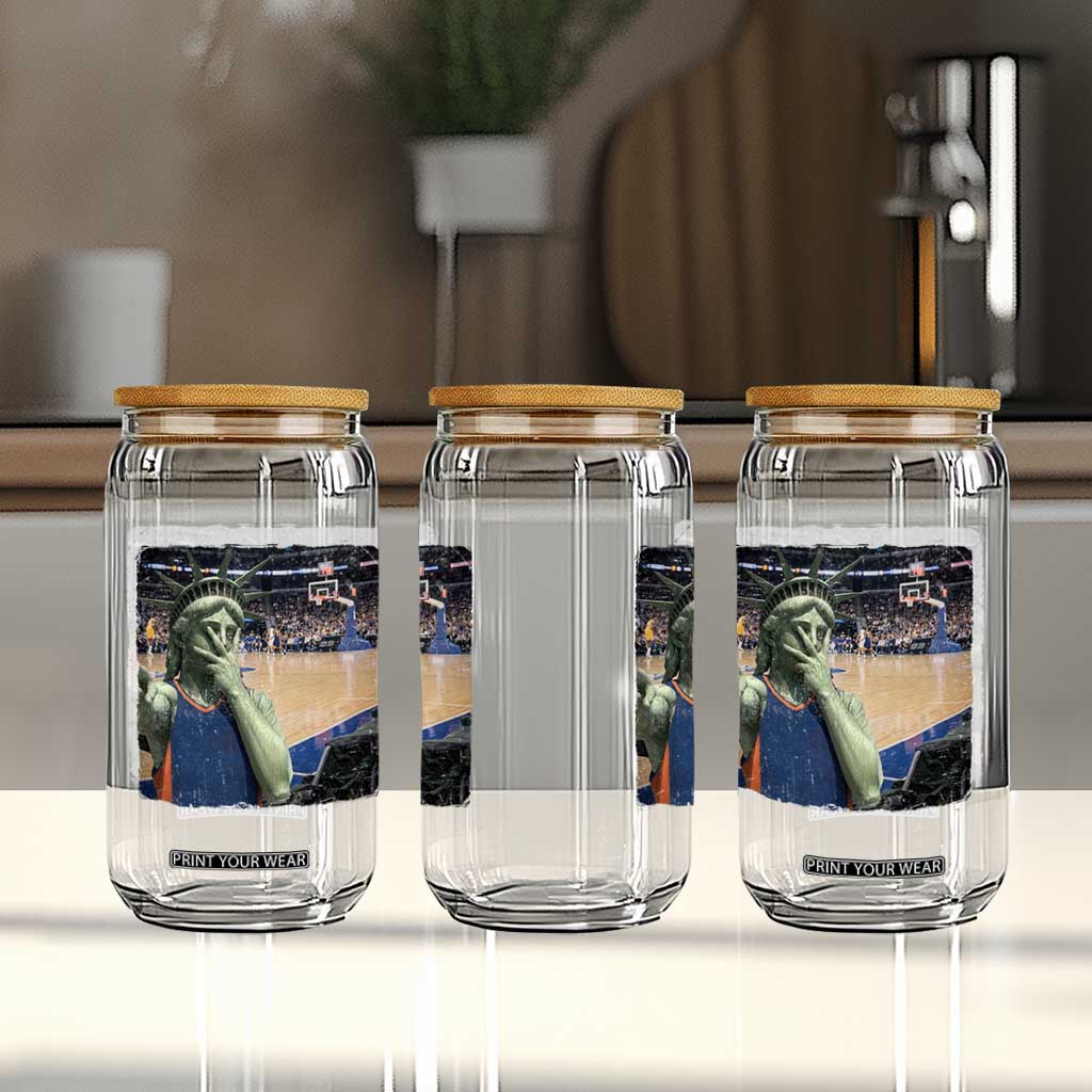 Funny Statue Of Liberty Basketball Selfie Graphic Glass Can