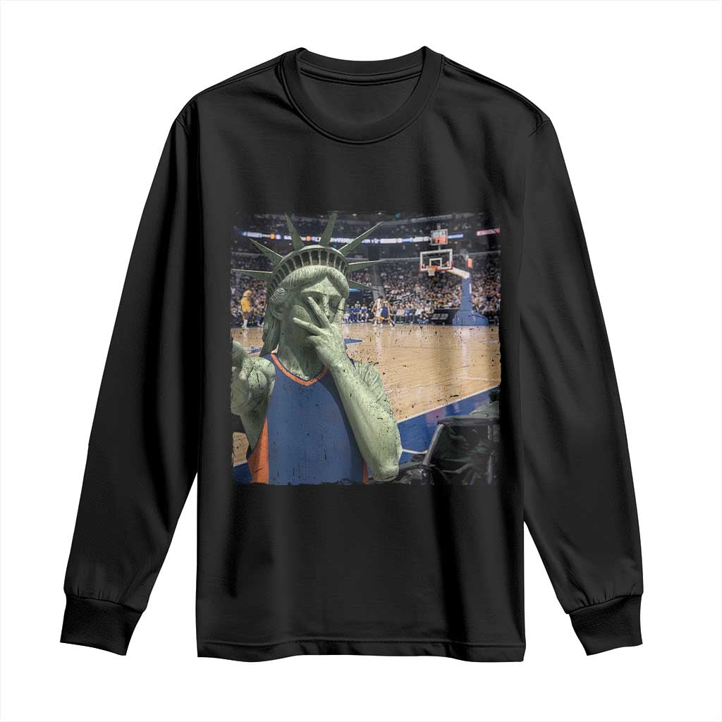 Funny Statue Of Liberty Basketball Selfie Graphic Long Sleeve Shirt TS12 Black Print Your Wear
