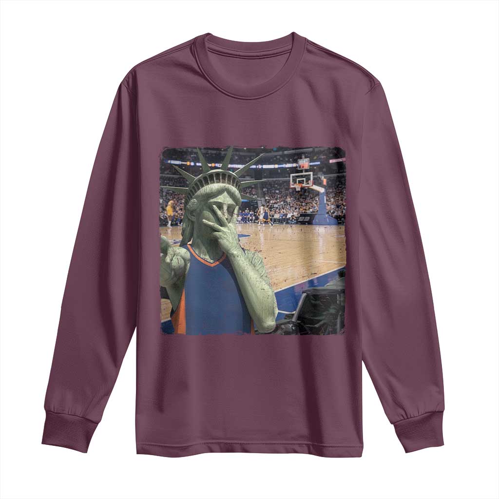 Funny Statue Of Liberty Basketball Selfie Graphic Long Sleeve Shirt