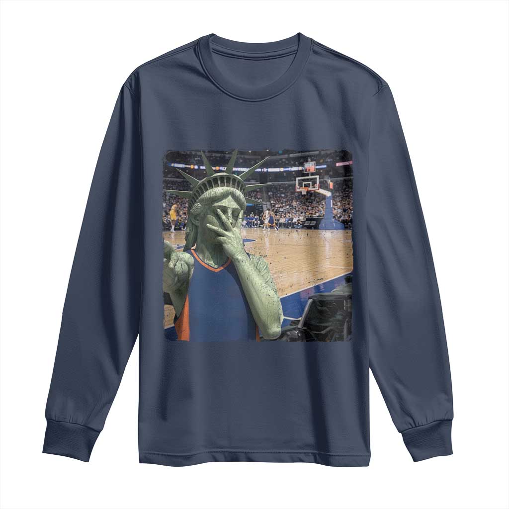 Funny Statue Of Liberty Basketball Selfie Graphic Long Sleeve Shirt