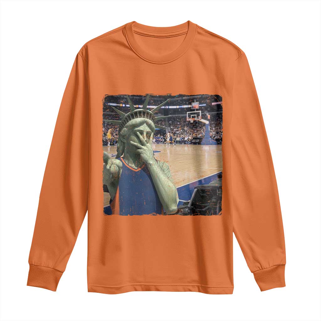 Funny Statue Of Liberty Basketball Selfie Graphic Long Sleeve Shirt
