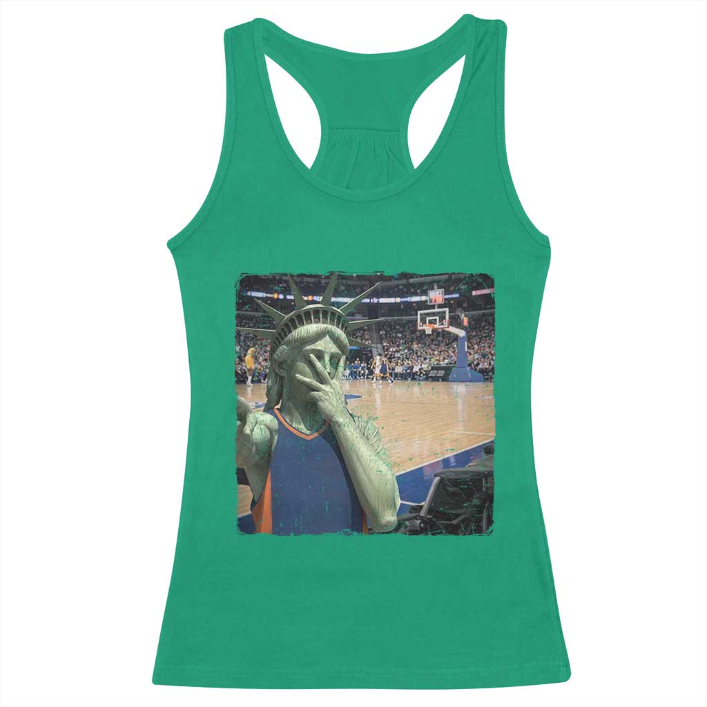 Funny Statue Of Liberty Basketball Selfie Graphic Racerback Tank Top