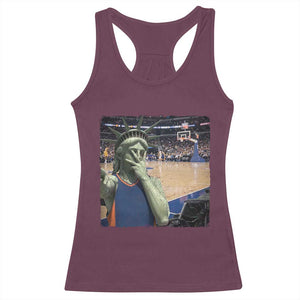 Funny Statue Of Liberty Basketball Selfie Graphic Racerback Tank Top