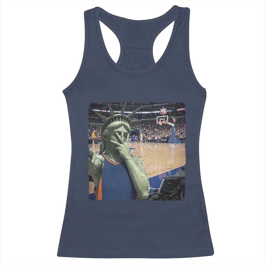 Funny Statue Of Liberty Basketball Selfie Graphic Racerback Tank Top