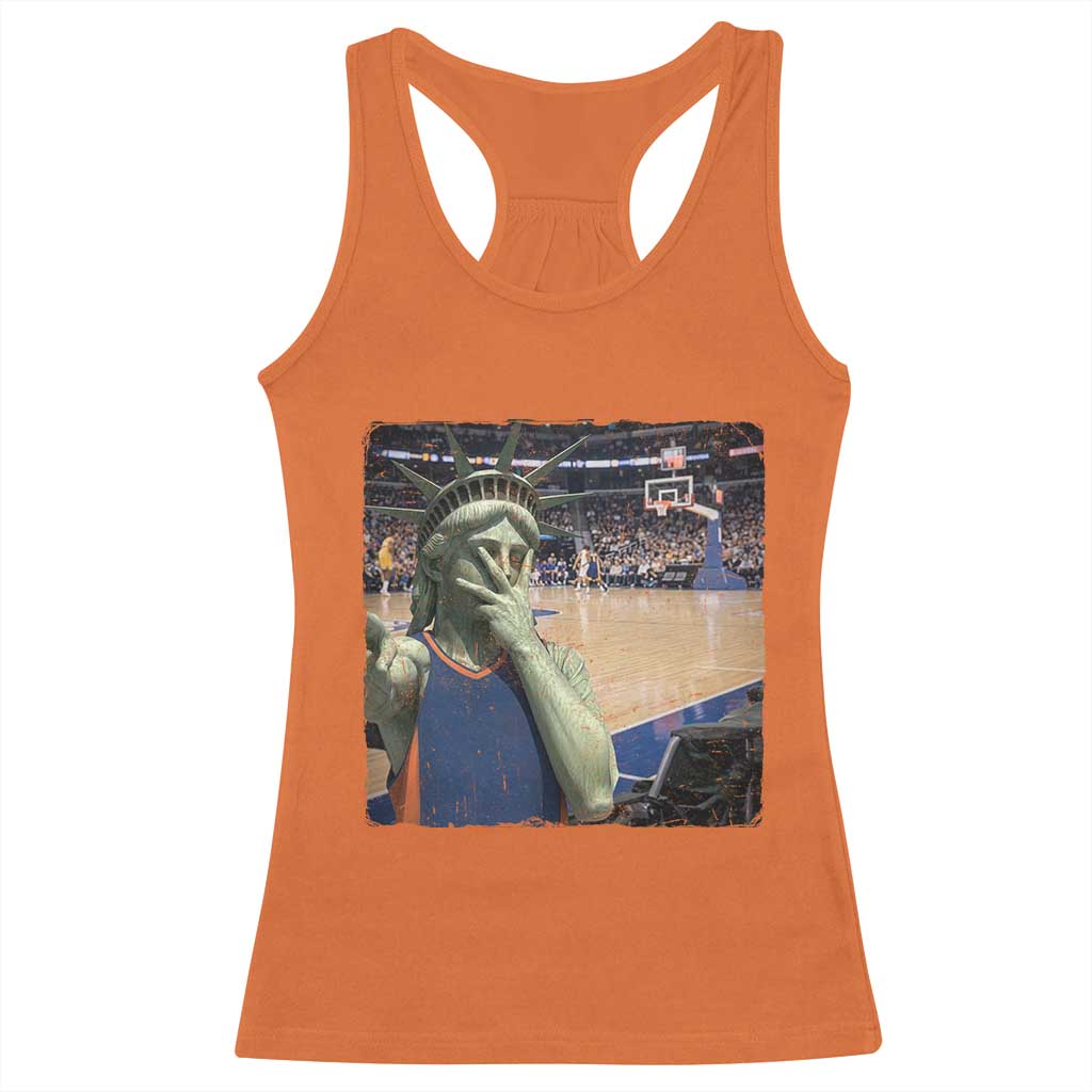 Funny Statue Of Liberty Basketball Selfie Graphic Racerback Tank Top