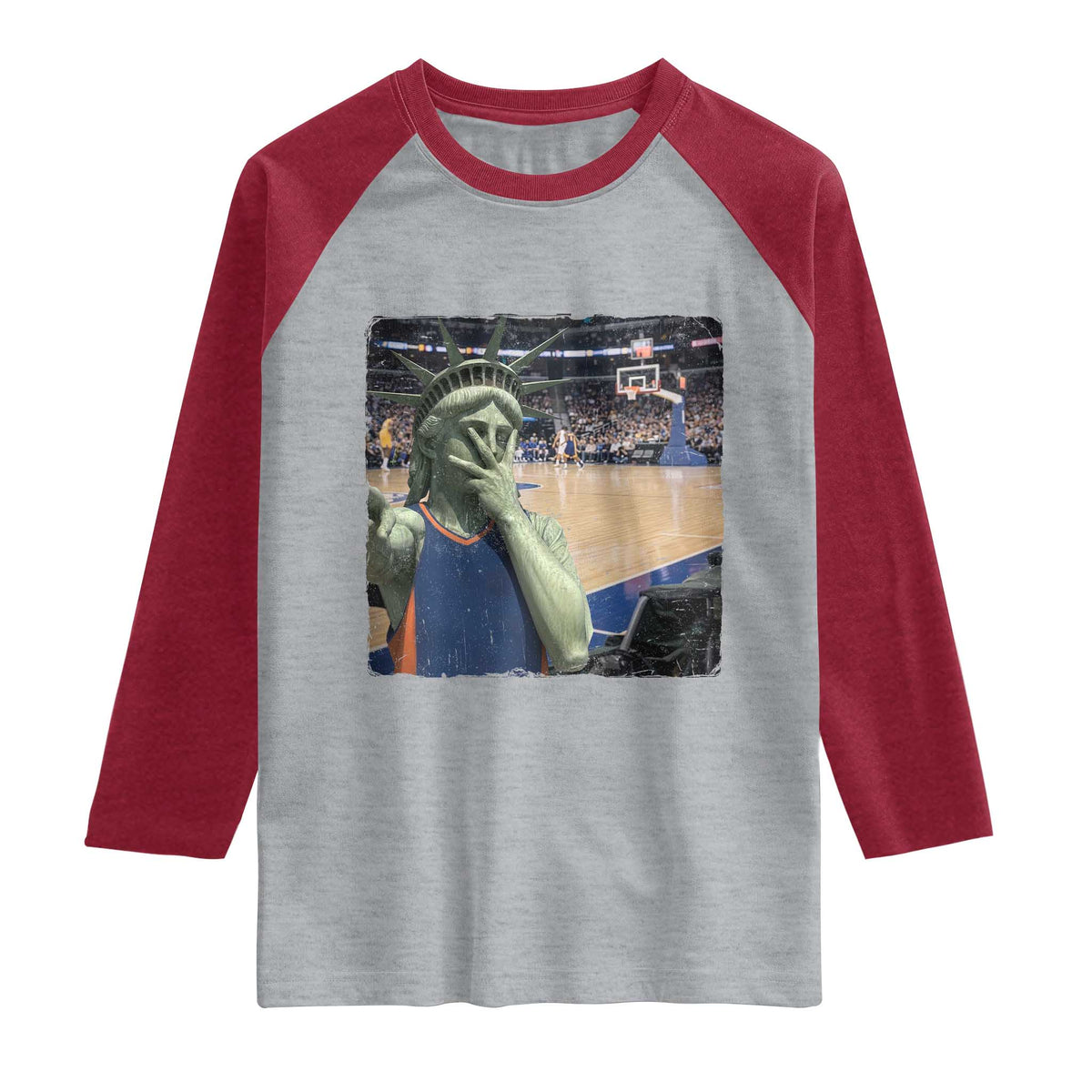 Funny Statue Of Liberty Basketball Selfie Graphic Raglan Shirt