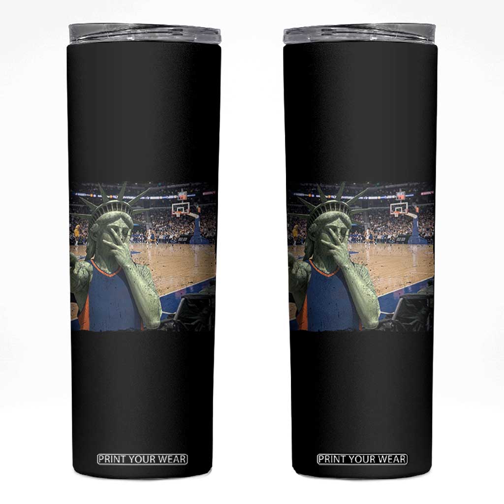 Funny Statue Of Liberty Basketball Selfie Graphic Skinny Tumbler TS12 Black Print Your Wear