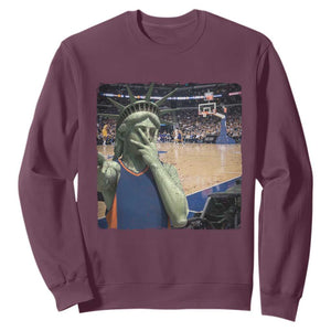 Funny Statue Of Liberty Basketball Selfie Graphic Sweatshirt TS12 Maroon Print Your Wear